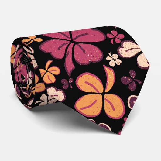 Red Black Lucky Kleeblatts Clover St Patrick`s Day Krawatte (Gerollt)