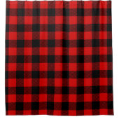 Red Black Lumberjack Buffalo Kariert Duschvorhang (Vorderseite)