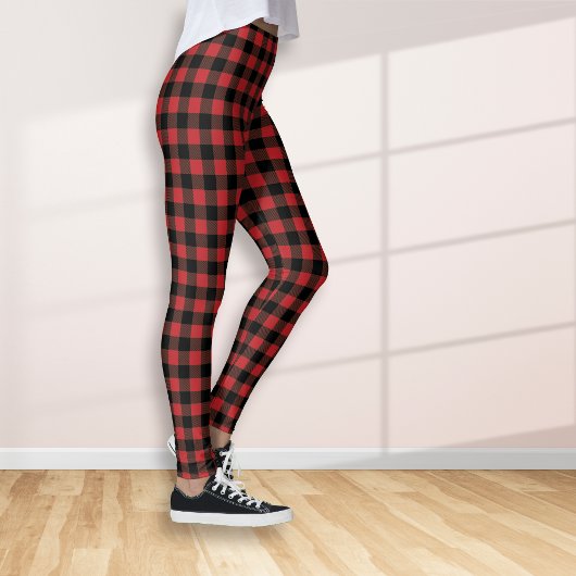 Red Black Lumberjack Buffalo Kariert Leggings