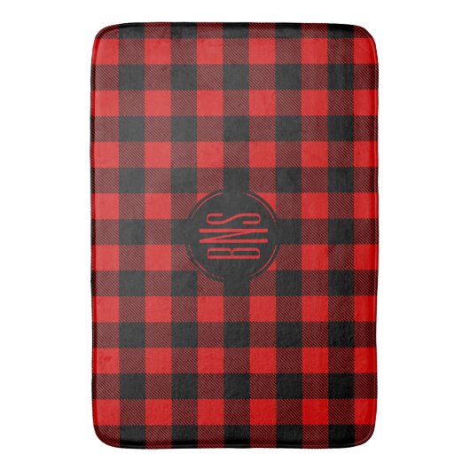 Red Black Lumberjack Buffalo Karierte Badematte (Vorderseite Vertikal)