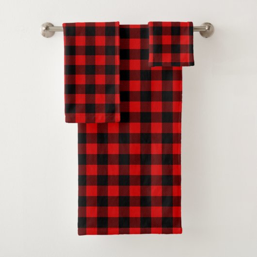 Red Black Lumberjack Buffalo Kariertes Muster Badhandtuch Set (Insitu)