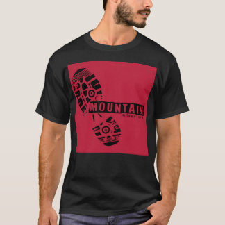 Red Black Man Step Mountain Adventure Active T-Shirt
