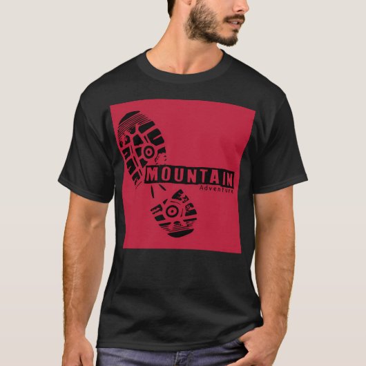 Red Black Man Step Mountain Adventure Active T-Shirt (Vorderseite)