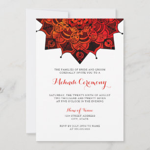 Red Black Mandala Mehndi Zeremony Wedding Einladung