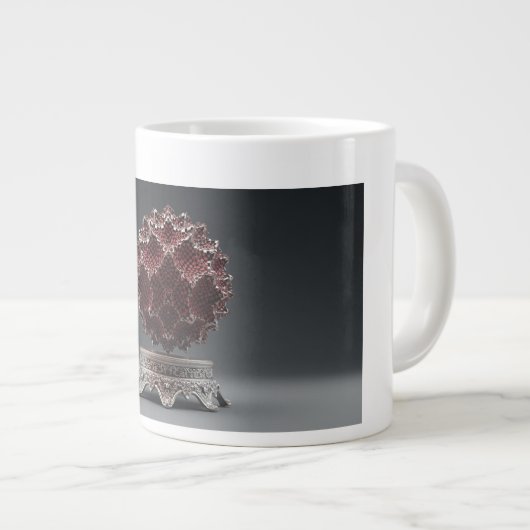 Red & Black Mandelbrot Sphere On Silver Pedestal Jumbo-Tasse (Vorderseite Rechts)