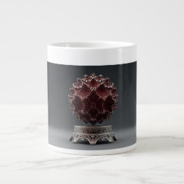 Red & Black Mandelbrot Sphere On Silver Pedestal Jumbo-Tasse