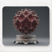Red & Black Mandelbrot Sphere On Silver Pedestal Mousepad (Vorne)