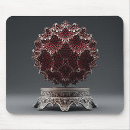 Red & Black Mandelbrot Sphere On Silver Pedestal Mousepad