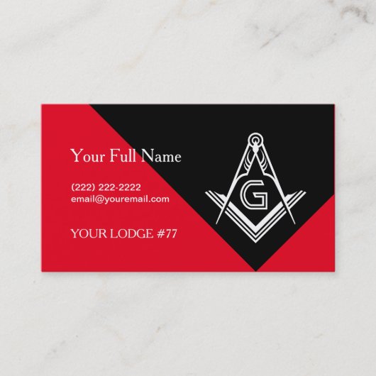Red & Black Masonic Business Cards | Freimaurer Visitenkarte (Vorderseite)