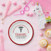 Red Black Medical School Custom Graduation Party Pappteller (Party)