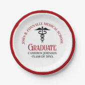 Red Black Medical School Custom Graduation Party Pappteller (Vorderseite)
