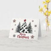 Red Black Merry Christmas Trees Weihnachtskarten Karte (Gelbe Blume)