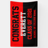 Red & Black Minimalistisch Graduation Party Banner (Vertikal)
