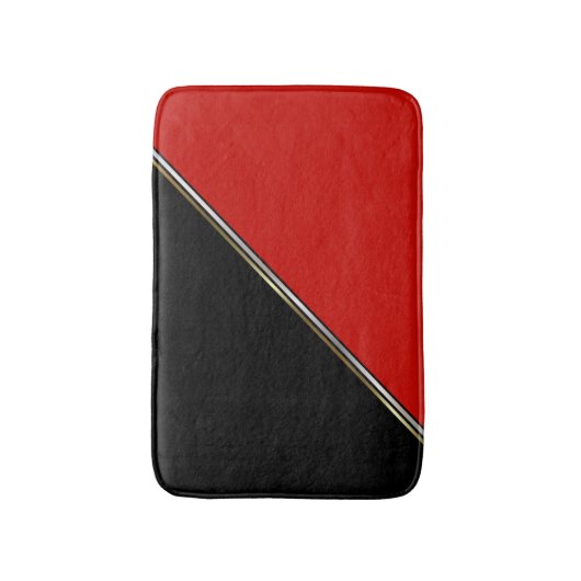 Red Black mit Gold Silver Strip Badematte (Vorderseite Vertikal)