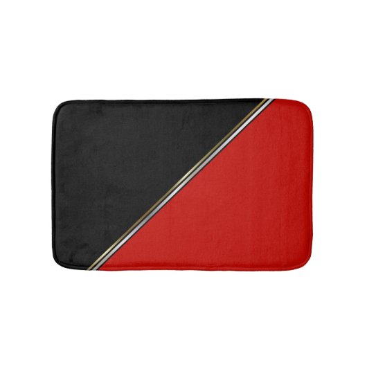 Red Black mit Gold Silver Strip Badematte (Vorderseite)