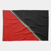 Red Black mit Gold Silver Strip Geschirrtuch (Horizontal)