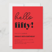 Red Black Modern 50. Geburtstag Einladung (Vorderseite)