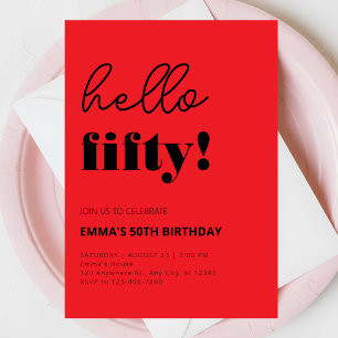 Red Black Modern 50. Geburtstag Einladung