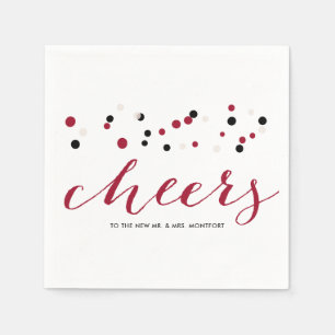 Red & Black Modern Confetti Dots Cheats Hochzeit Serviette