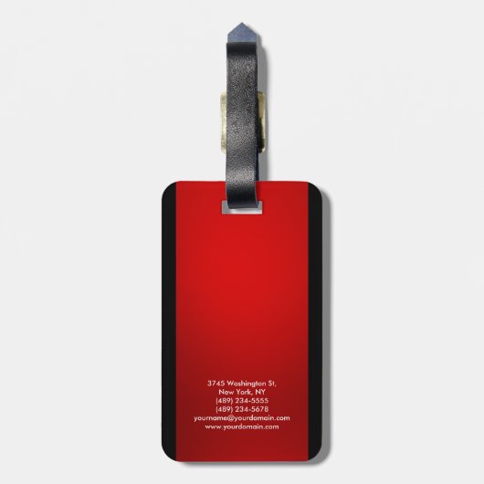 Red Black Modern Schlicht Beruflich Gepäckanhänger (Rückseite vertikal)