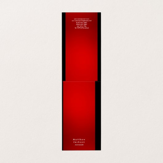 Red Black Modern Schlichter Beruflicher Manager Visitenkarten (Außenseite Aufgefaltet)