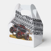 Red Black Monster Truck Birthday Party Geschenkschachtel (Rückseite)