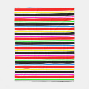 Red Black Multi-Colors Stripes Fleecedecke