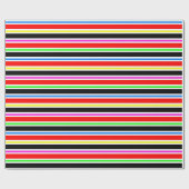 Red Black Multi-Colors Stripes Geschenkpapier (Flach)