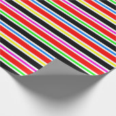 Red Black Multi-Colors Stripes Geschenkpapier (Ecke)