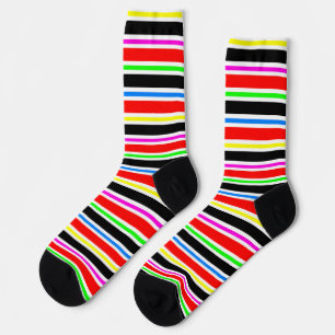 Red Black Multi-Colors Stripes Socken