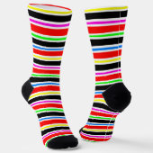 Red Black Multi-Colors Stripes Socken (Gewinkelt)