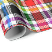Red Black Multicolor Flannel Kariertes Tartan-Desi Geschenkpapier (Rolleneckpunkt)