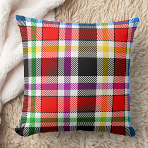 Red Black Multicolor Flannel Kariertes Tartan-Desi Kissen