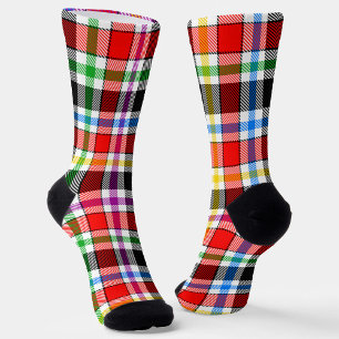 Red Black Multicolor Flannel Kariertes Tartan-Desi Socken