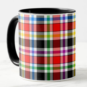 Red Black Multicolor Flannel Kariertes Tartan-Desi Tasse