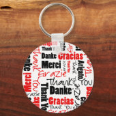 Red Black Multilingual "Danke" Typografie Schlüsselanhänger (Vorderseite)