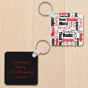 Red Black Multilingual "Danke" Typografie Schlüsselanhänger