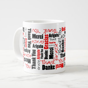 Red Black Multilingual Vielen Dank Word Cloud Jumbo-Tasse