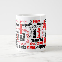 Red Black Multilingual Vielen Dank Word Cloud Jumbo-Tasse