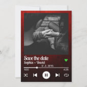 Red Black Music Playlist Song Foto Save the Date Einladung (Vorderseite)