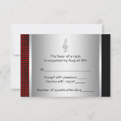 Red Black Music Treble Clef UAWG RSVP Karte (Rückseite)