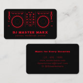 Red Black Music Turntable Disk Jockey DJ Visitenkarte (Vorne/Hinten)