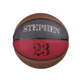 RED Black Number Chalkboard-Ätzung mit Namen Mini Basketball (Vorderseite)