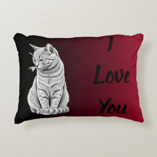 Red Black Ombre Cat Art I Love You Pet Bed Dekokissen