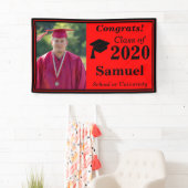 Red Black One Foto Class of 2024 Abschluss Banner (Insitu)