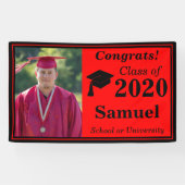 Red Black One Foto Class of 2024 Abschluss Banner (Horizontal)