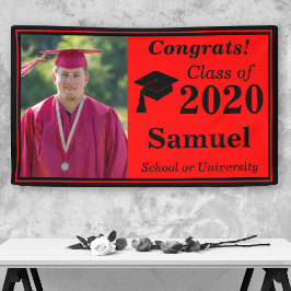 Red Black One Foto Class of 2024 Abschluss Banner