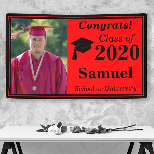 Red Black One Foto Class of 2024 Abschluss Banner