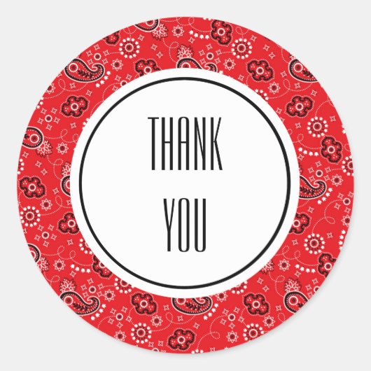 Red Black Paisley Bandana Print Personalisiert Runder Aufkleber (Vorderseite)