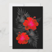 Red Black Palms Hibiskus Floral Tropical Birthday Einladung (Rückseite)